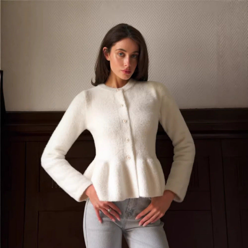 Elegant Tweed Knit Cardigan for Women, Slim Fit, Versatile and Unique Top