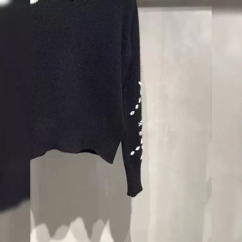 Autumn new look, rose embroidery,  sweater for women
