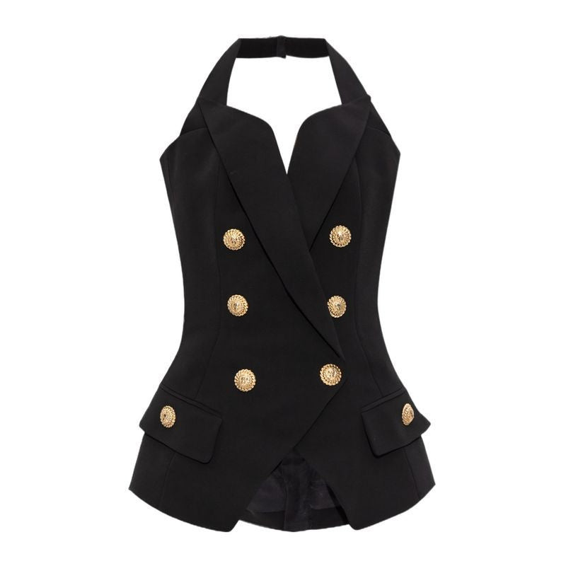 Niche design backless womanl tank top vest