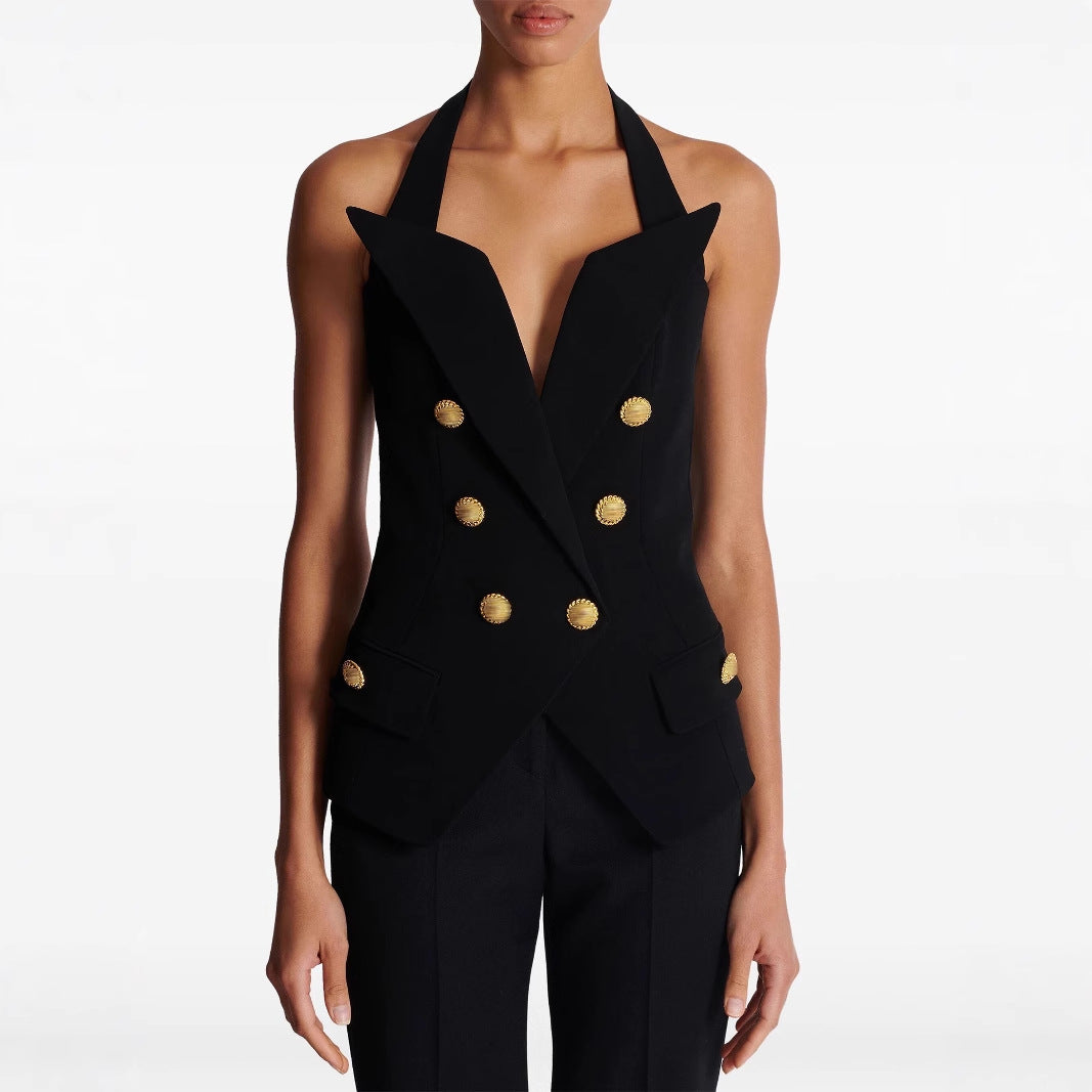 Niche design backless womanl tank top vest